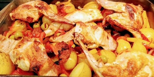 Lapin rôti et chorizo